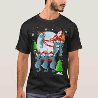 Santa Riding Rentier Santa Seepferd Sleigh T-Shirt