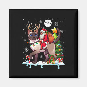 Santa Riding Rentier Siam Katzenwelse Magnet