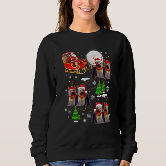 Santa Riding Sleigh Yorkshire Terrier Christmas Re Sweatshirt (Vorderseite)