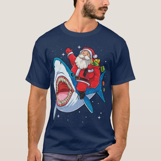 Santa Riding T Shirt Christmas Gifts Galaxy Space  (Vorderseite)