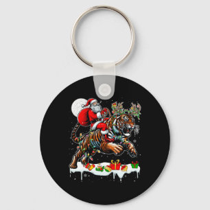 Santa Riding Tiger Reindeer Xmas Wilder Tierfreund Schlüsselanhänger