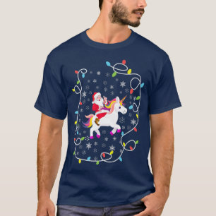 Santa Riding Unicorn WeihnachtsLICHT Merry Christ T-Shirt
