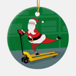 Santa Rite a Pallet Jack Keramik Ornament