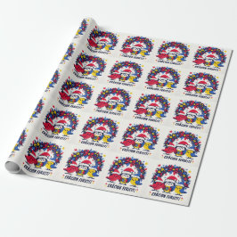 Santa Robins, der den rumänischen Flaggenschrei hä Geschenkpapier