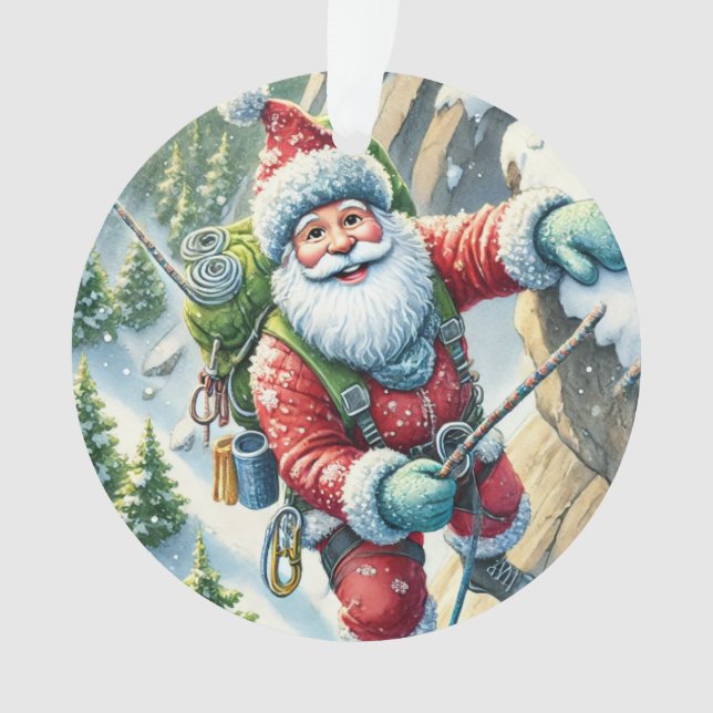 Santa Rock Klettern in den Bergen Weihnachten Ornament (Vorderseite)