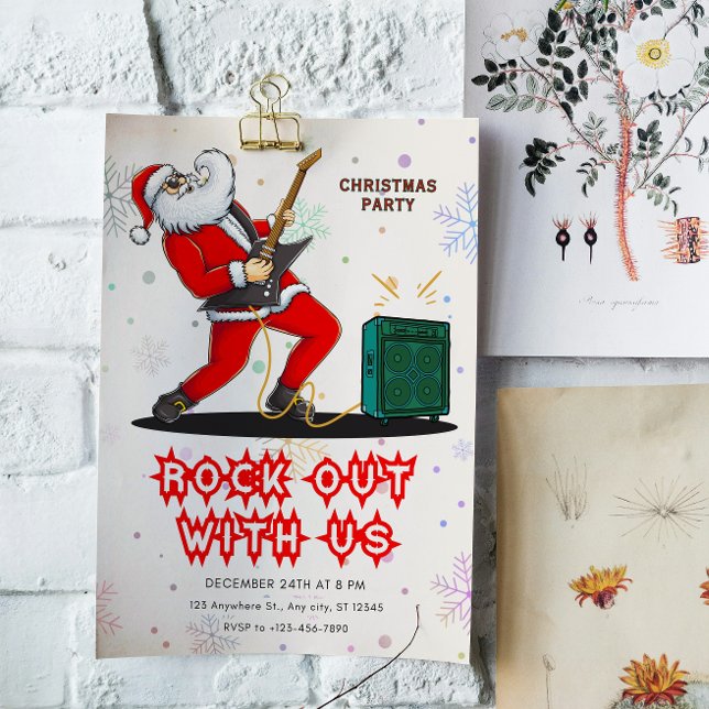 Santa Rock Out Party Christmas Invitation Einladung (Von Creator hochgeladen)