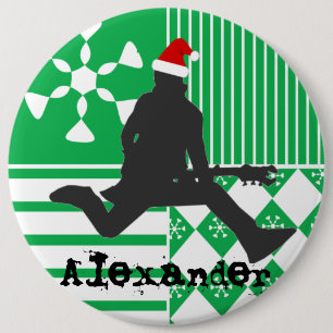 Santa Rock Star Weihnachtsstrumpf Namensschild But Button