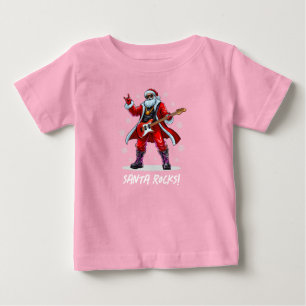 Santa Rocks! Funny Santa Claus spielt Gitarre Baby T-shirt