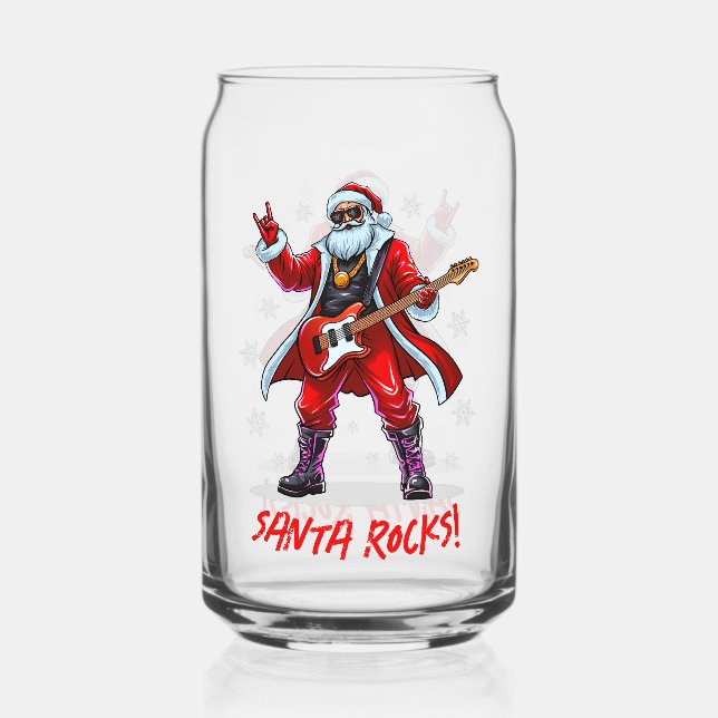 Santa Rocks! Funny Santa Claus spielt Gitarre Dosenglas (Vorderseite)