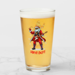 Santa Rocks! Funny Santa Claus spielt Gitarre Glas
