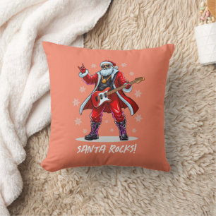 Santa Rocks! Funny Santa Claus spielt Gitarre Kissen