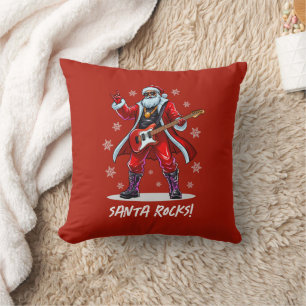 Santa Rocks! Funny Santa Claus spielt Gitarre Kissen