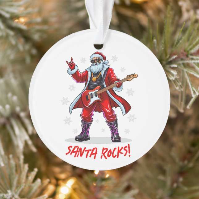 Santa Rocks! Funny Santa Claus spielt Gitarre Ornament (Baum)