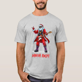 Santa Rocks! Funny Santa Claus spielt Gitarre T-Shirt