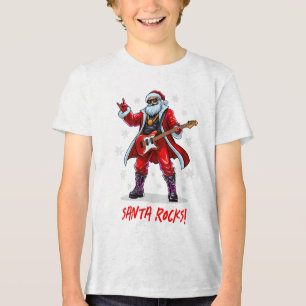Santa Rocks! Funny Santa Claus spielt Gitarre Tri-Blend Shirt
