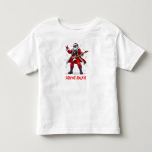 Santa Rocks! Lustiger Weihnachtsmann spielt Gitarr Kleinkind T-shirt