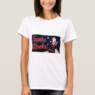Santa Rocks Santa Plays Gitarre auf dem Dach im Sn T-Shirt
