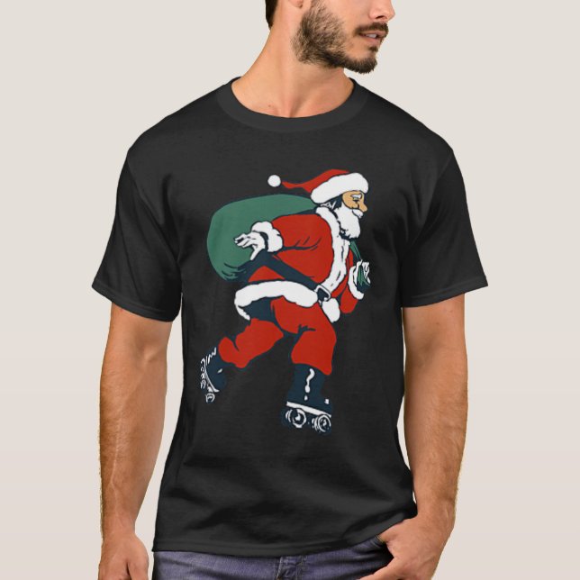 Santa-Rollschuh-Spaß Weihnachts-Skater Kinder Jung T-Shirt (Vorderseite)