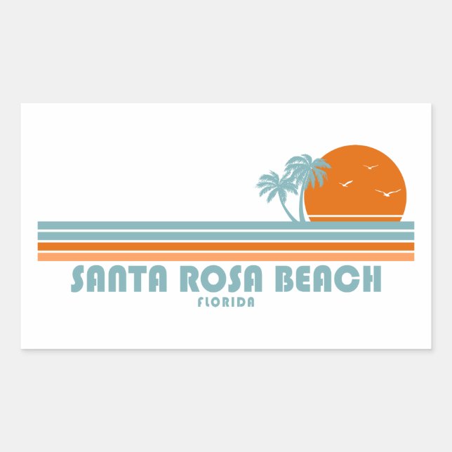 Santa Rosa Beach Florida Sun Palm Trees Rechteckiger Aufkleber (Vorderseite)