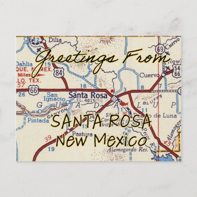 Santa Rosa NM Vintage Karte (Vorderseite)