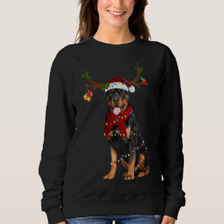 Santa Rottweiler Rentiere Licht Weihnachten Sweatshirt