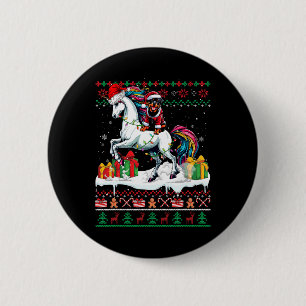 Santa Rottweiler Riding Einhorn Weihnachtskraut Button