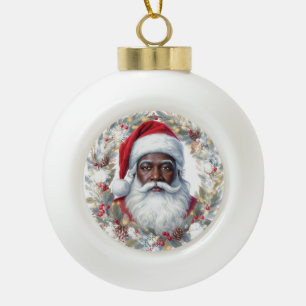 Santa Rücksendeetikett  Keramik Kugel-Ornament
