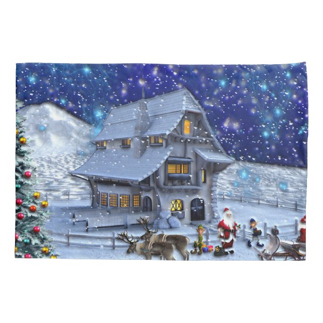 Santa Rudolph Elf mit Schlitten Kissenbezug (Rückseite)