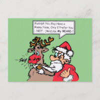 Santa & Rudolph Funny Cartoon Cust. Postkarte