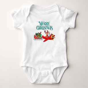 Santa & Rudolph im Flugzeug mit Schlitten, Weihnac Baby Strampler