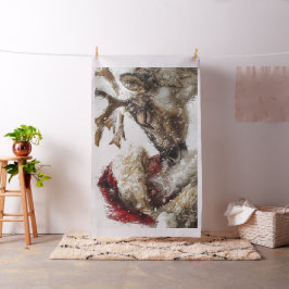 Santa & Rudolph Touching Nosen im Schnee Stoff