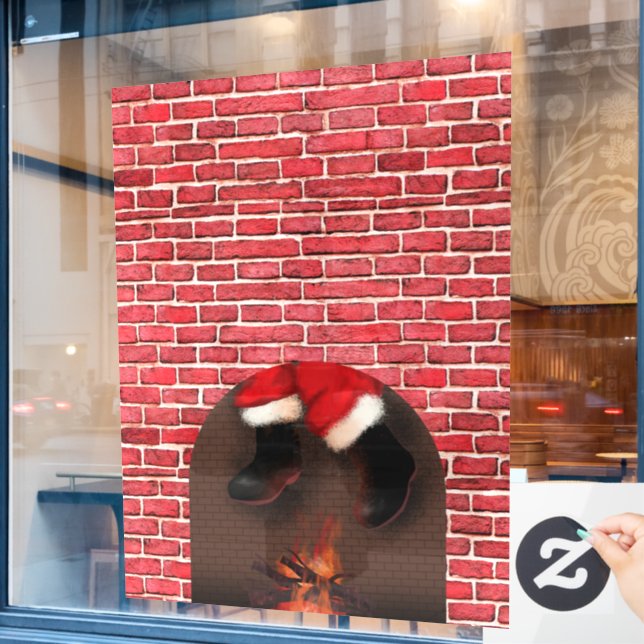 Santa runter den Kamin Fensteraufkleber (Café-Fenster)