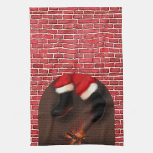 Santa runter den Kamin Geschirrtuch