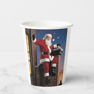 Santa runter den Schornstein, Papiertassen Pappbecher