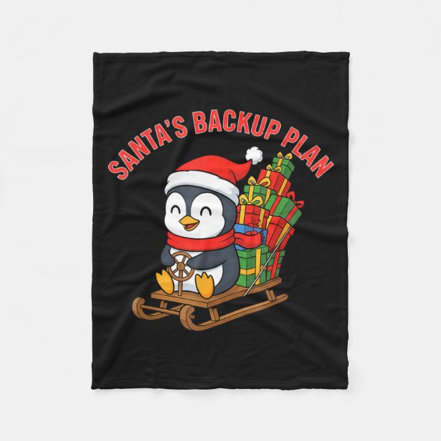 Santa’s Backup Plan Cute Penguin Christmas Design  Fleecedecke (Vorderseite)