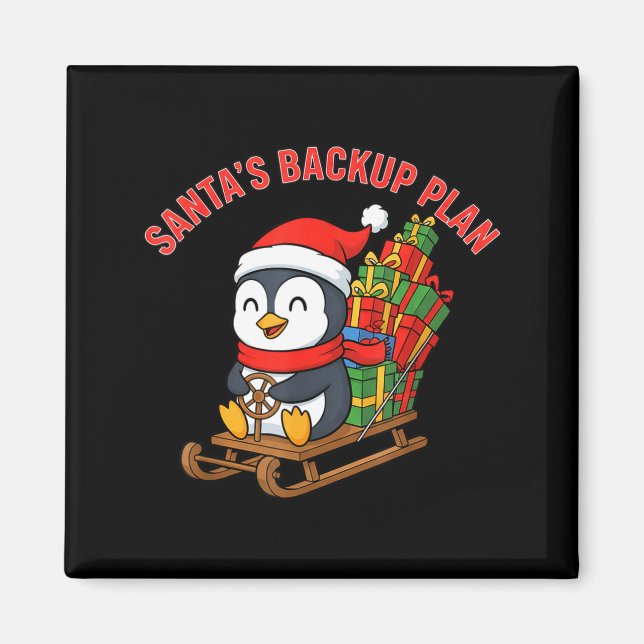 Santa’s Backup Plan Cute Penguin Christmas Design  Magnet (Vorne)
