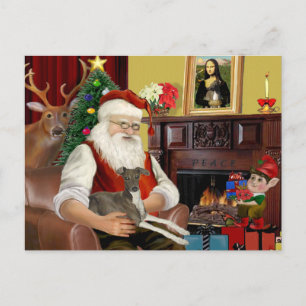 Santa’s Blue Italian Greyhound Feiertagspostkarte