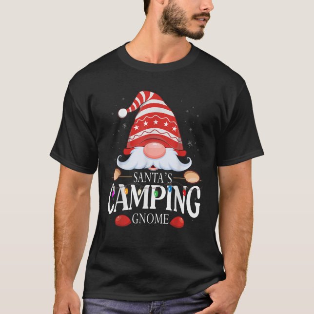 Santa s Camping Gnome Matching Christmas Pajama  T-Shirt (Vorderseite)