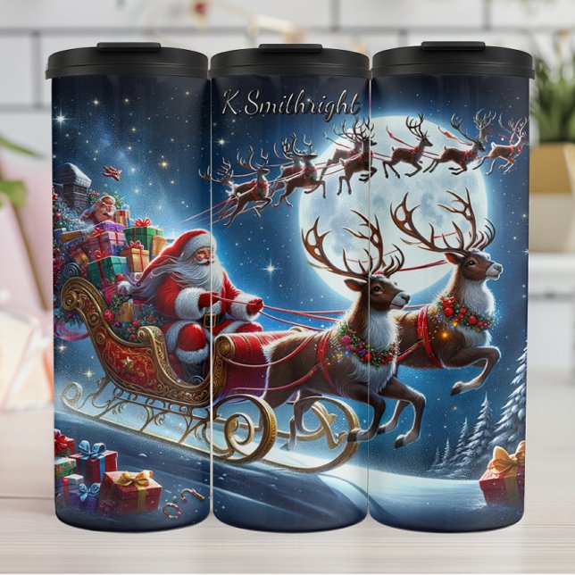 Santa’s Cheerful Sky Sprint Thermosbecher (Von Creator hochgeladen)