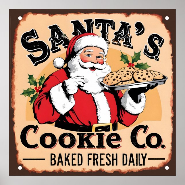 "Santa’s Cookie Co." Vintages Zeichen Poster (Vorne)