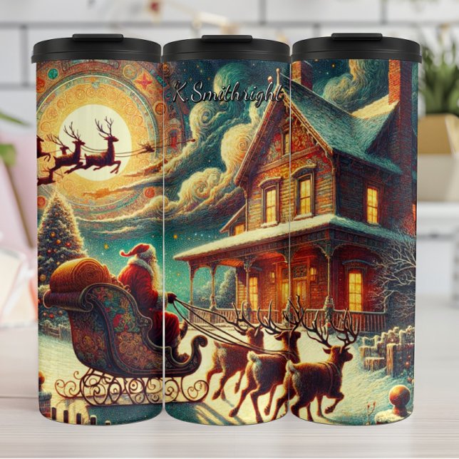 Santa’s Dreamy Holiday Voyage Thermosbecher (Von Creator hochgeladen)
