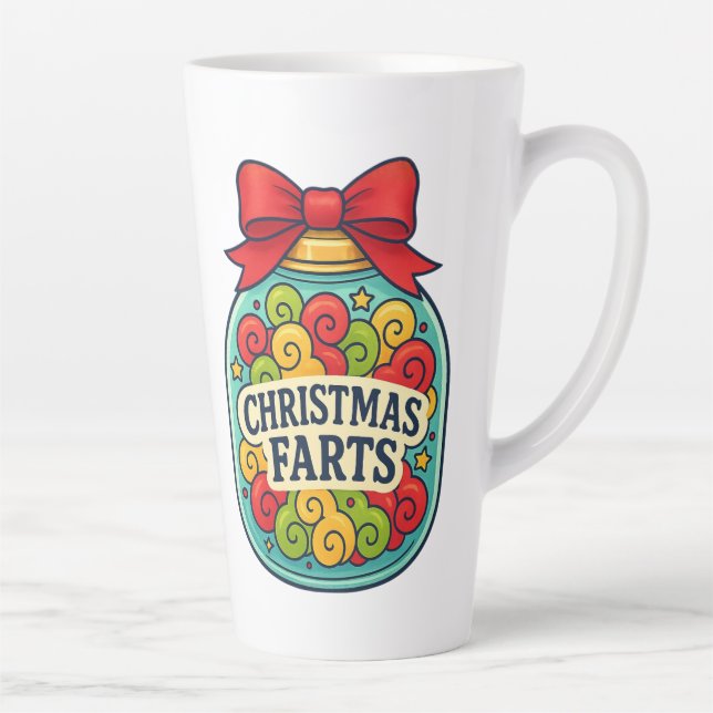 Santa’s Fart Jar Funny Festive Flatulence  Milchtasse (Rechts)