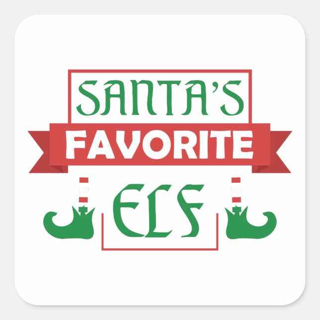 Santa’s Favorite Elf Quadratischer Aufkleber (Vorderseite)