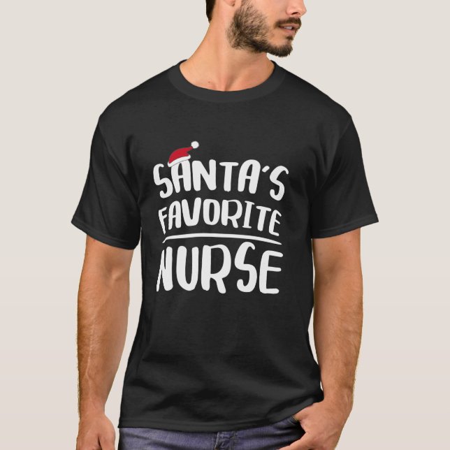 Santa s Favorite Nurse T Shirt Nurse Christmas Shi (Vorderseite)