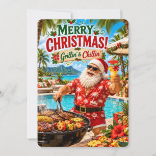 Santa’s Frohe Abenteuer Grillen & Chillen Feiertagskarte