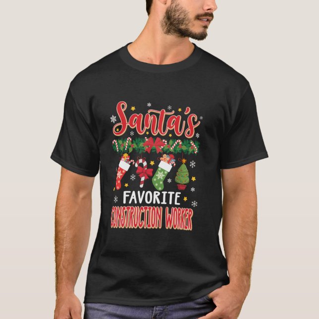 Santa s Lieblings Construction Worker Weihnachtsma T-Shirt (Vorderseite)