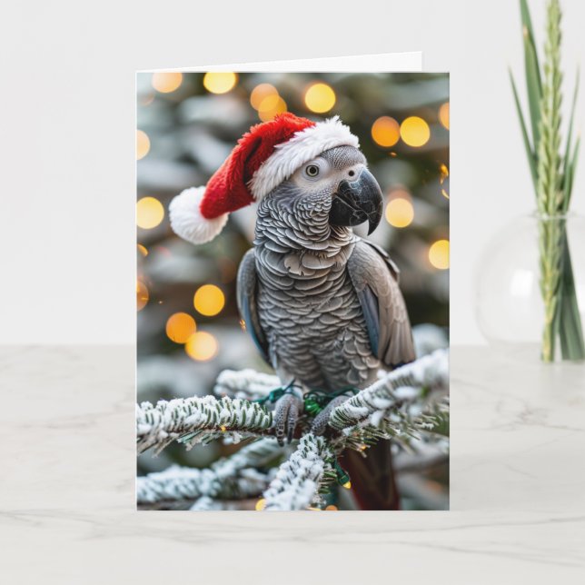 Santa’s Little African Grey Helper  Karte (Vorderseite)