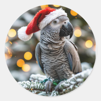 Santa’s Little African Grey Helper  Runder Aufkleber