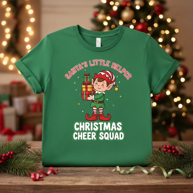 Santa’s Little Helper Christmas Cheer Squad Funny  T-Shirt (Von Creator hochgeladen)