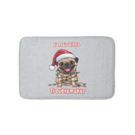 Santa’s Little Troublemaker Pug Bath Mat Badematte